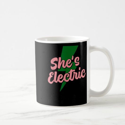 Retro Basic Lightning Quote She Electric Funny Sim Koffiemok (Rechts)