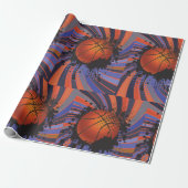Retro Basketball Cadeaupapier (Uitgerold)