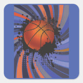 Retro Basketball Play Ball Sports Square Sticker (Voorkant)