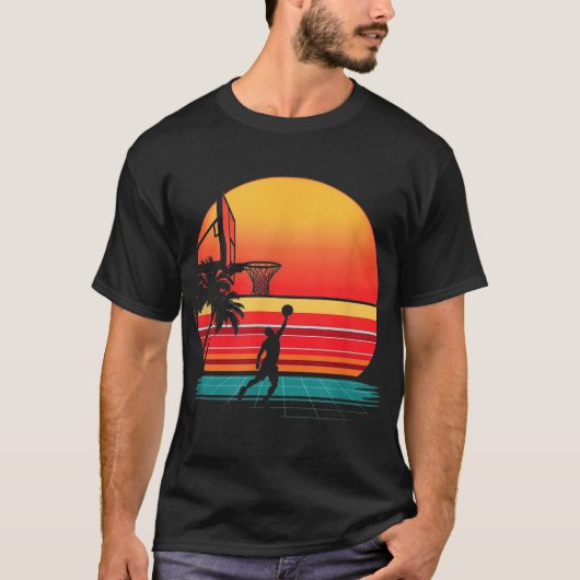 Retro Basketball Sunset  T-shirt (Voorkant)