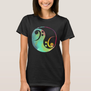 Retro Bass Clef Yin en Yang Bass Gitarist Gu T-shirt