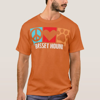 Retro Basset Hound Gift Dog Paw Dierenvriend Vrede T-shirt