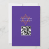 Retro Bat Mitswa Paarse en groene QR-code Kaart (Achterkant)