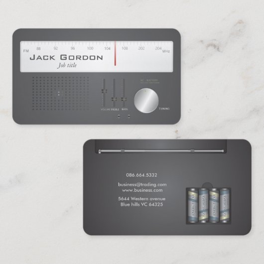 Retro batterijradio visitekaartje (Voorkant / Achterkant)