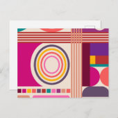 Retro Bauhaus Modern Abstract patroon Briefkaart (Voorkant / Achterkant)