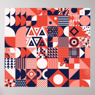 Retro Bauhaus ontwerp, kleurrijke geometrische. Poster