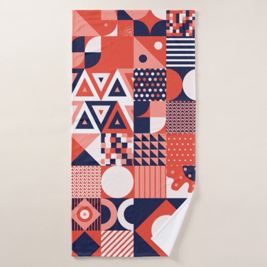  retro bauhaus ontwerp  naadloos badhanddoek (Badhanddoek)