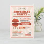 Retro BBQ Anniversaire Fête Invitation (Debout devant)