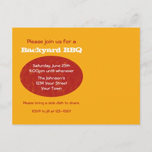 Retro BBQ Chef Postcard Invitation (Dos)