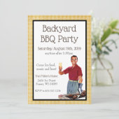 Retro BBQ-feestuitnodiging Kaart (Staand voorkant)
