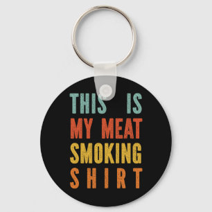 Retro Bbq Mijn Vlees Roken Sleutelhanger