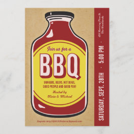 Retro BBQ Sauce Party Uitnodigingen