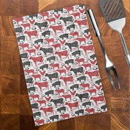 Retro BBQ Slager Boerderij Fresh Pattern Theedoek