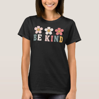 Retro Be Kind Gelukkig Gezicht Geruite Glimlach Ge T-shirt