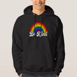 Retro Be Kind Lgbtq+ Gay Lesbian Trans Pans Pride Hoodie