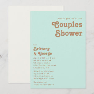 Retro Beach Aqua Couples Shower Invitation Kaart