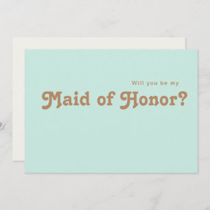 Retro Beach   Aqua Maid of Honor proposal card Kaart