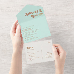 Retro Beach Aqua Seal and Send All In One Uitnodiging