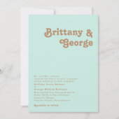 Retro Beach | Aqua Traditional Wedding Invitation Kaart (Voorkant)