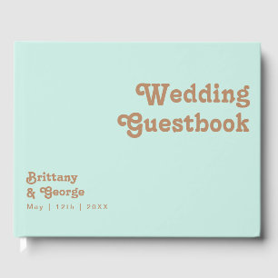 Retro Beach   Aqua Wedding Guestbook Gastenboek