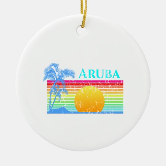 Retro Beach Aruba Sunset Keramisch Ornament (Voorkant)