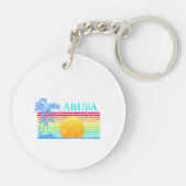 Retro Beach Aruba Sunset Sleutelhanger (Achterkant)