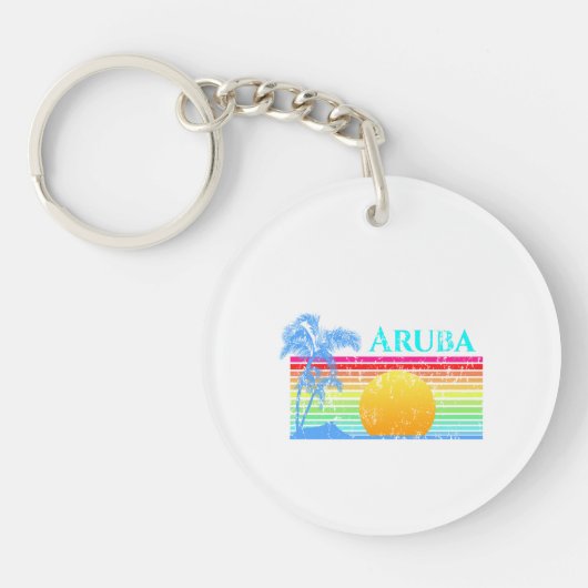 Retro Beach Aruba Sunset Sleutelhanger (Voorkant)