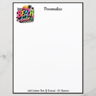 Retro Beach Babe Zomer Persoonlijk Schrijfpapier