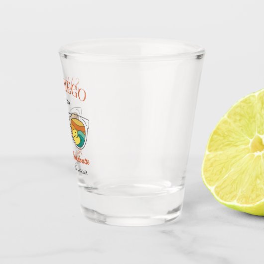 Retro Beach Bachelorette Aangepaste Bruidsmeisje G Shot Glas (Rechts)