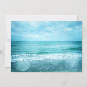 Retro Beach - Blauwgroen blauwe Waterverf voor de Kaart
