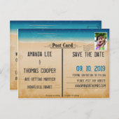  Retro Beach Briefkaart Foto Sla de datum op (Voorkant / Achterkant)