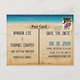  Retro Beach Briefkaart Photo Save the Date