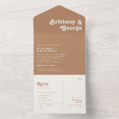 Retro Beach | Bruin zegel en verzenden All In One Uitnodiging (Binnen)