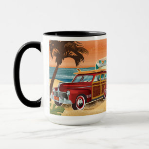 Retro Beach Camper + Classic Car Mok