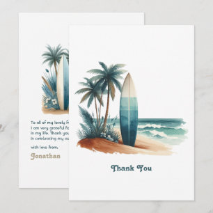 Retro Beach Club Surfplank Kust Bedankkaart