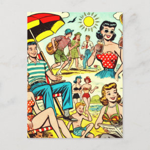 Retro Beach Comics Briefkaart
