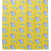 Retro Beach Crab Towel Umbrella Custom Yellow Douchegordijn (Voorkant)
