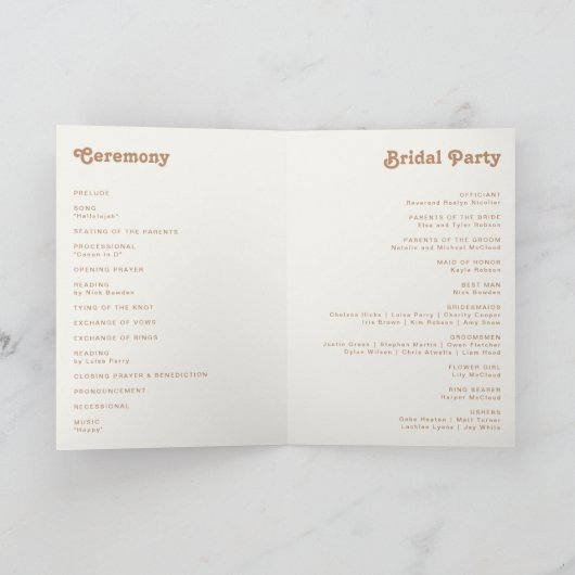 Retro Beach | Gold Folded Wedding Program Programma (Binnen)