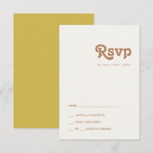 Retro Beach | Gold RSVP-kaart RSVP Kaartje (Voorkant / Achterkant)