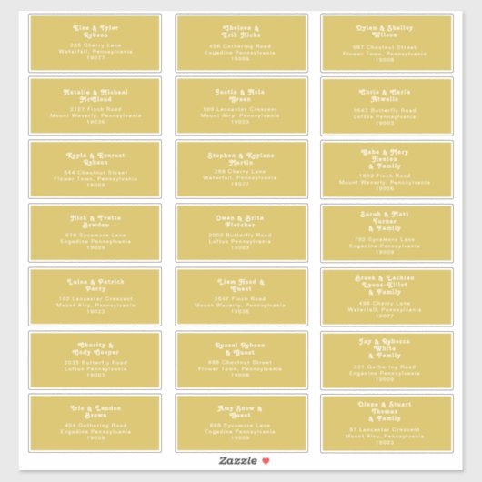 Retro Beach | Gold Wedding Guest Address Sticker (Vel)