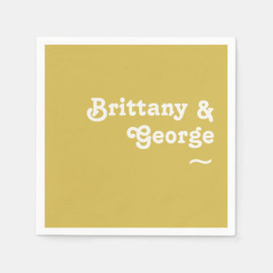 Retro Beach Gold Wedding Napkins Servet