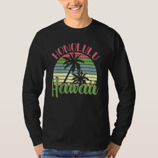 Retro Beach Hawaïaanse zomer palmbomen Tropische h T-shirt