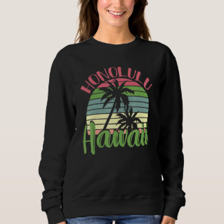 Retro Beach Hawaïaanse zomer palmbomen Tropische h Trui