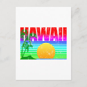 Retro Beach Hawaii Sunset Briefkaart