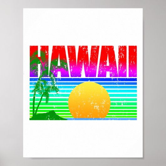 Retro Beach Hawaii Sunset Poster (Voorkant)