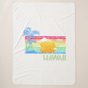 Retro Beach Hawaii Sunset Sherpa Deken