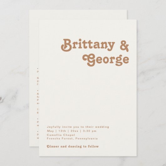 Retro Beach | Ivory all in one Wedding Kaart (Voorkant / Achterkant)