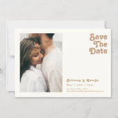 Retro Beach | Ivory Horizontal Save the Date Magnetische Uitnodiging (Voorkant)
