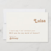 Retro Beach | Ivory Maid of Honor proposal card Kaart (Achterkant)