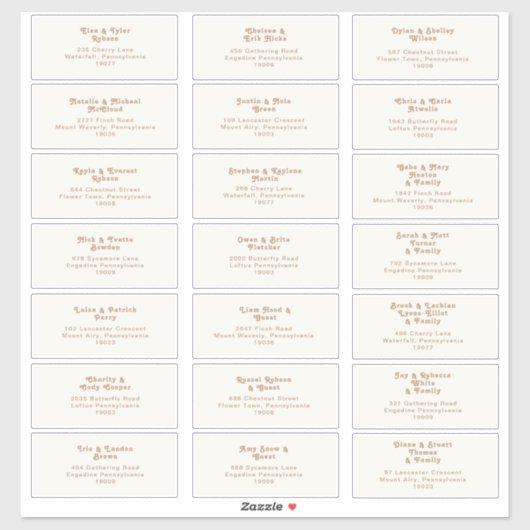 Retro Beach | Ivory Wedding Guest Address Sticker (Vel)